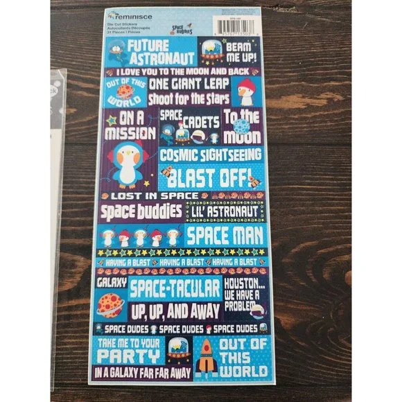 LOT Scrapbooking Stickers - Boys Blue Space Hero Men Man - NEW & Retired #10 - Picture 2 of 13